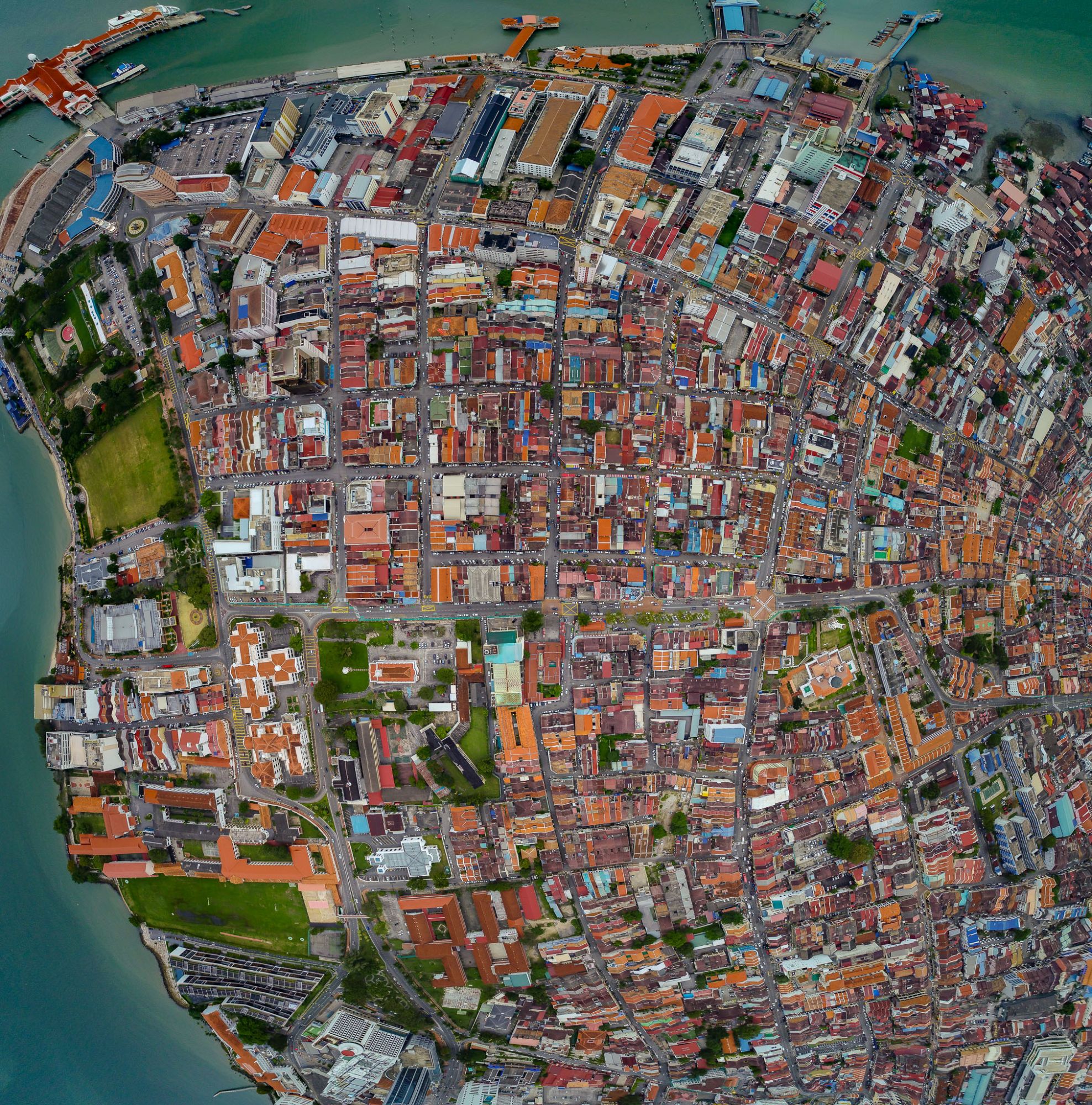 Over the heritage zone of George Town, Penang