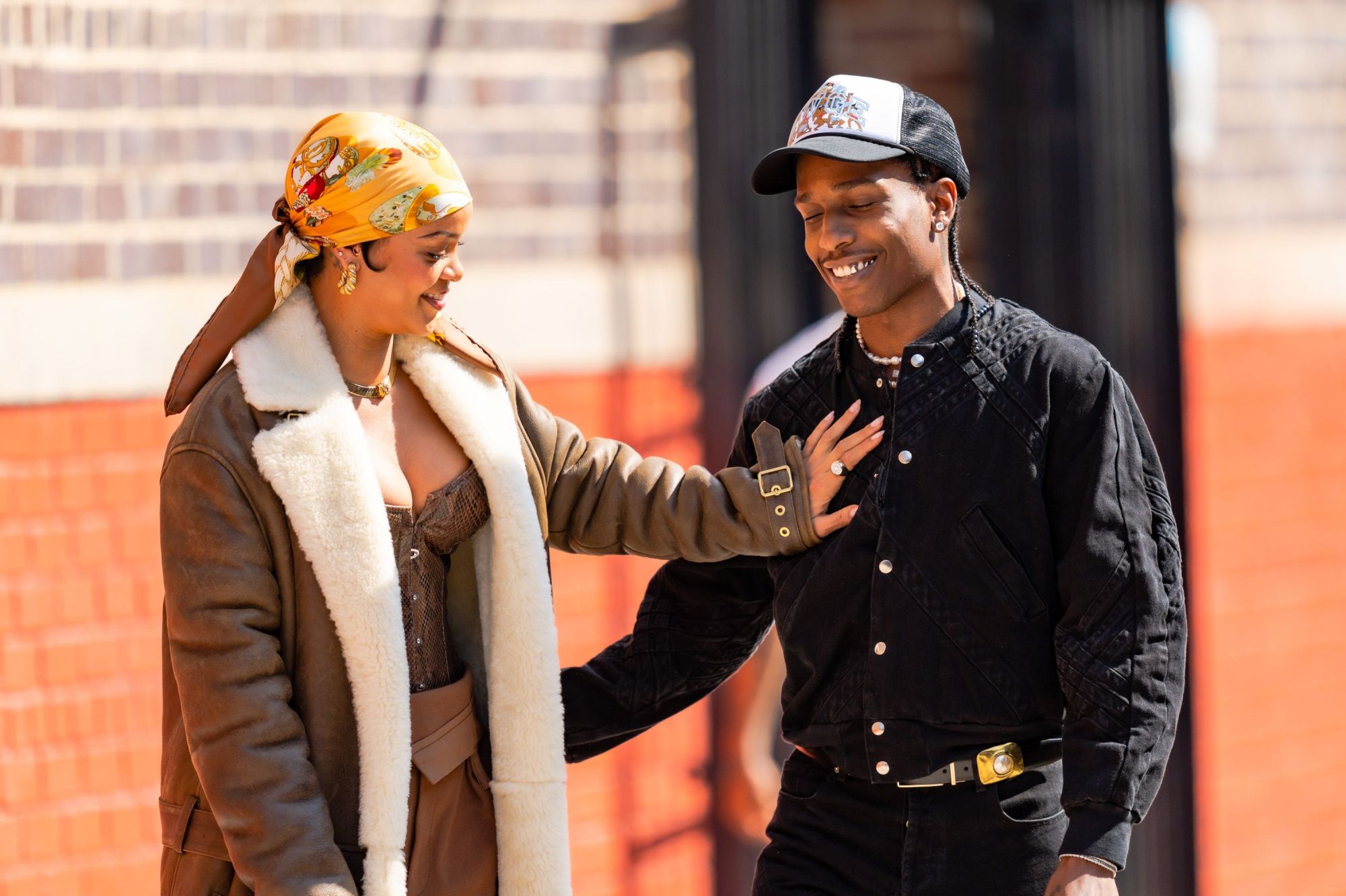NEW YORK, NEW YORK - JULY 10: Rihanna (L) and A$AP Rocky are seen filming a music video in the Bronx on July 10, 2021 in New York City. (Photo by Gotham/GC Images)