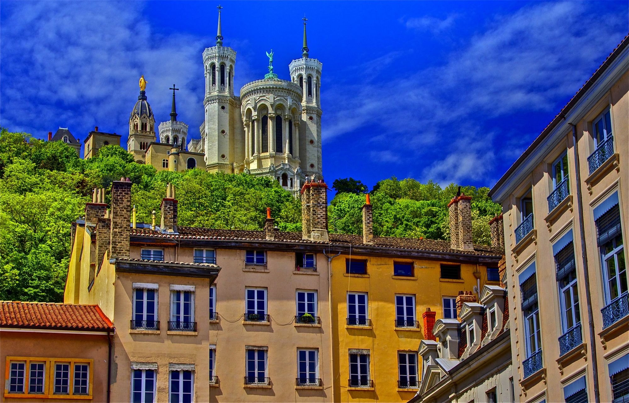 La Basilique Notre Dame de Fourvière and Vieux Lyon, Lyon, RhoÌne-Alpes region, France