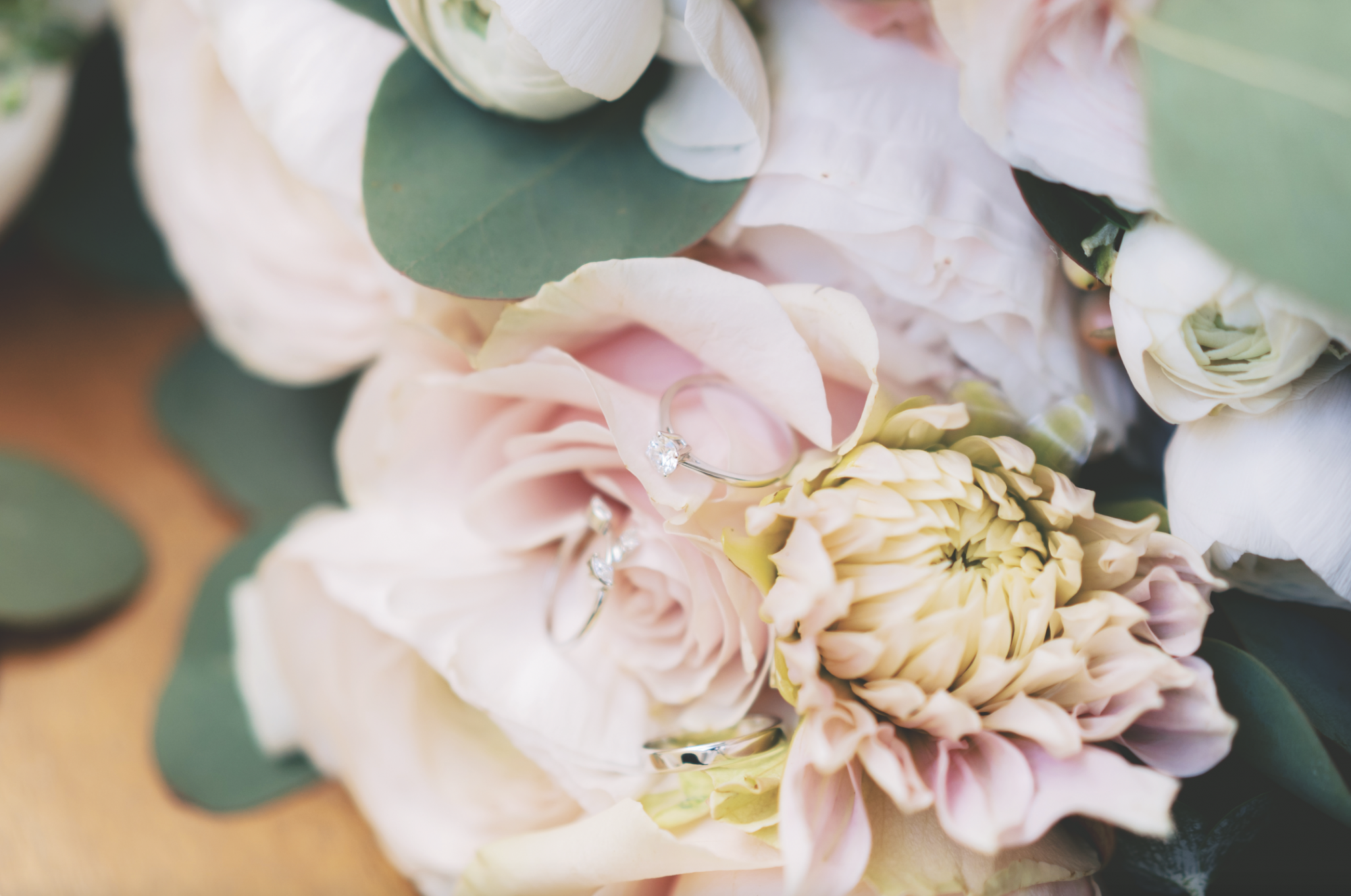A bouquet of roses in subtle pink tones
