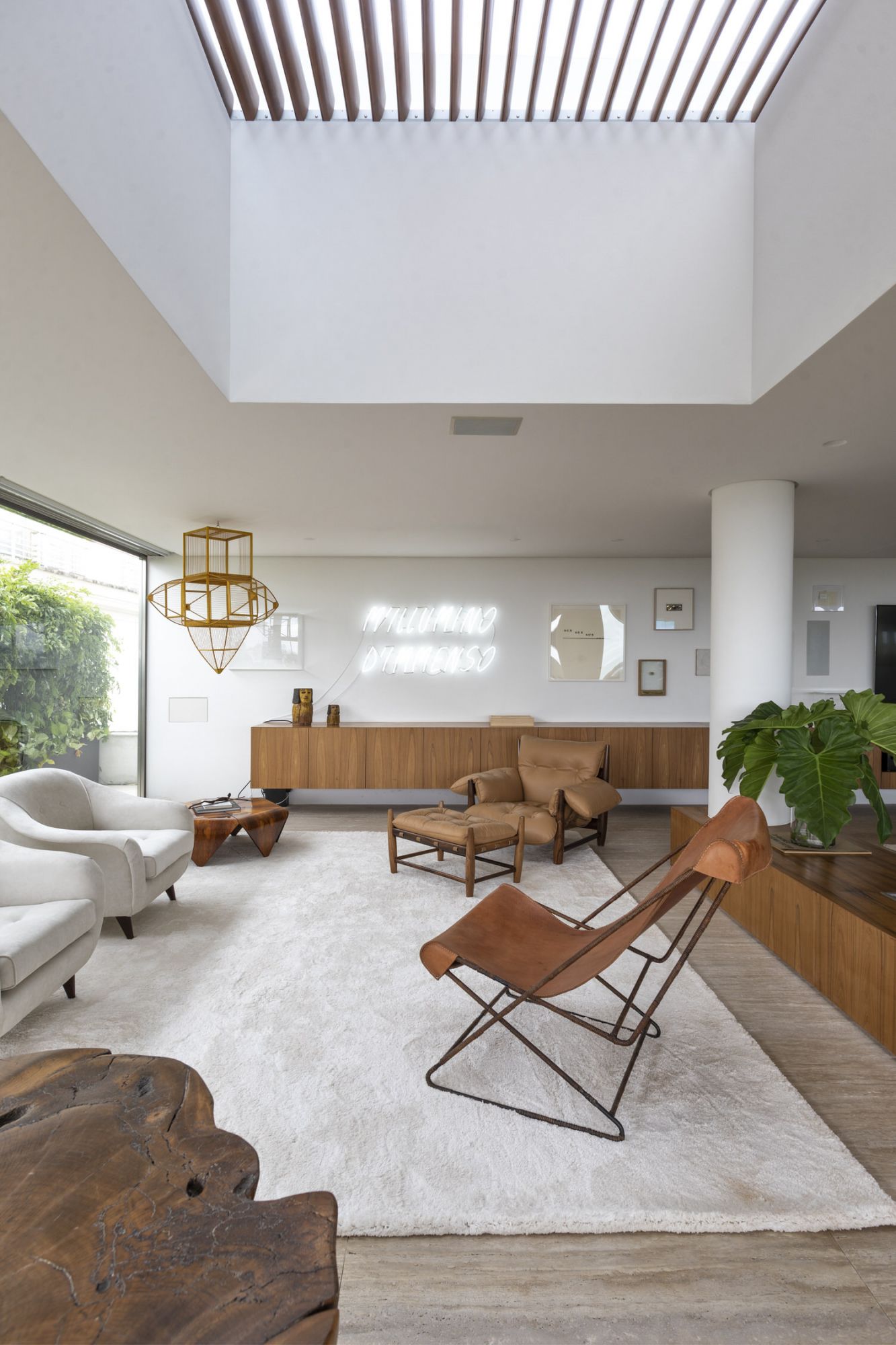 The design team added an automated brise-soleil to help control light flooding into the space