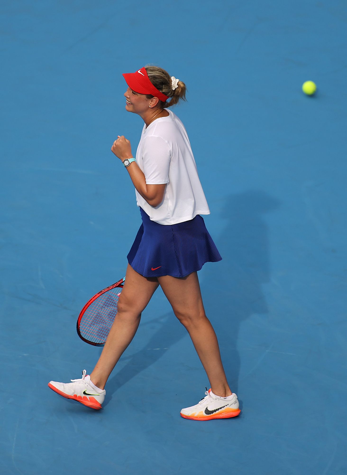 TOKYO, JAPAN - JULY 26: Donna Vekic of Team Croatia celebrates after match point during her Women's Singles Second Round match against Aryna Sabalenka of Team Belarus on day three of the Tokyo 2020 Olympic Games at Ariake Tennis Park on July 26, 2021 in Tokyo, Japan. (Photo by Clive Brunskill/Getty Images)