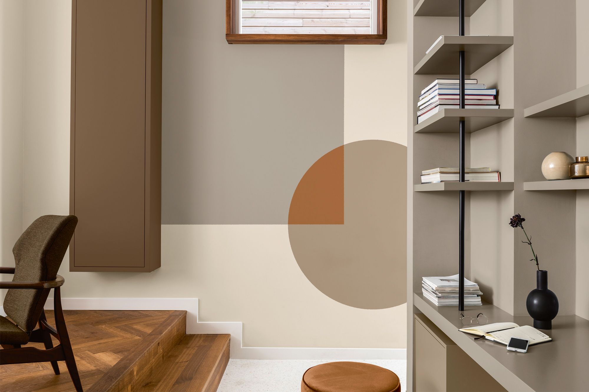 Brave Ground, the Dulux Colour of the Year for 2021 applied on a wall with other earthy tones