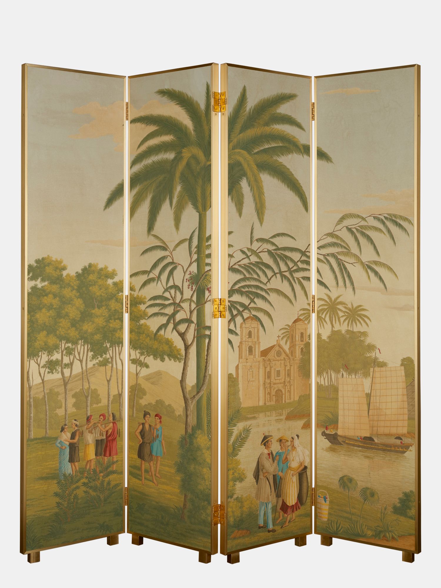 De Gournay Latina Manila wallpaper installed on a screen, available from degournay.com