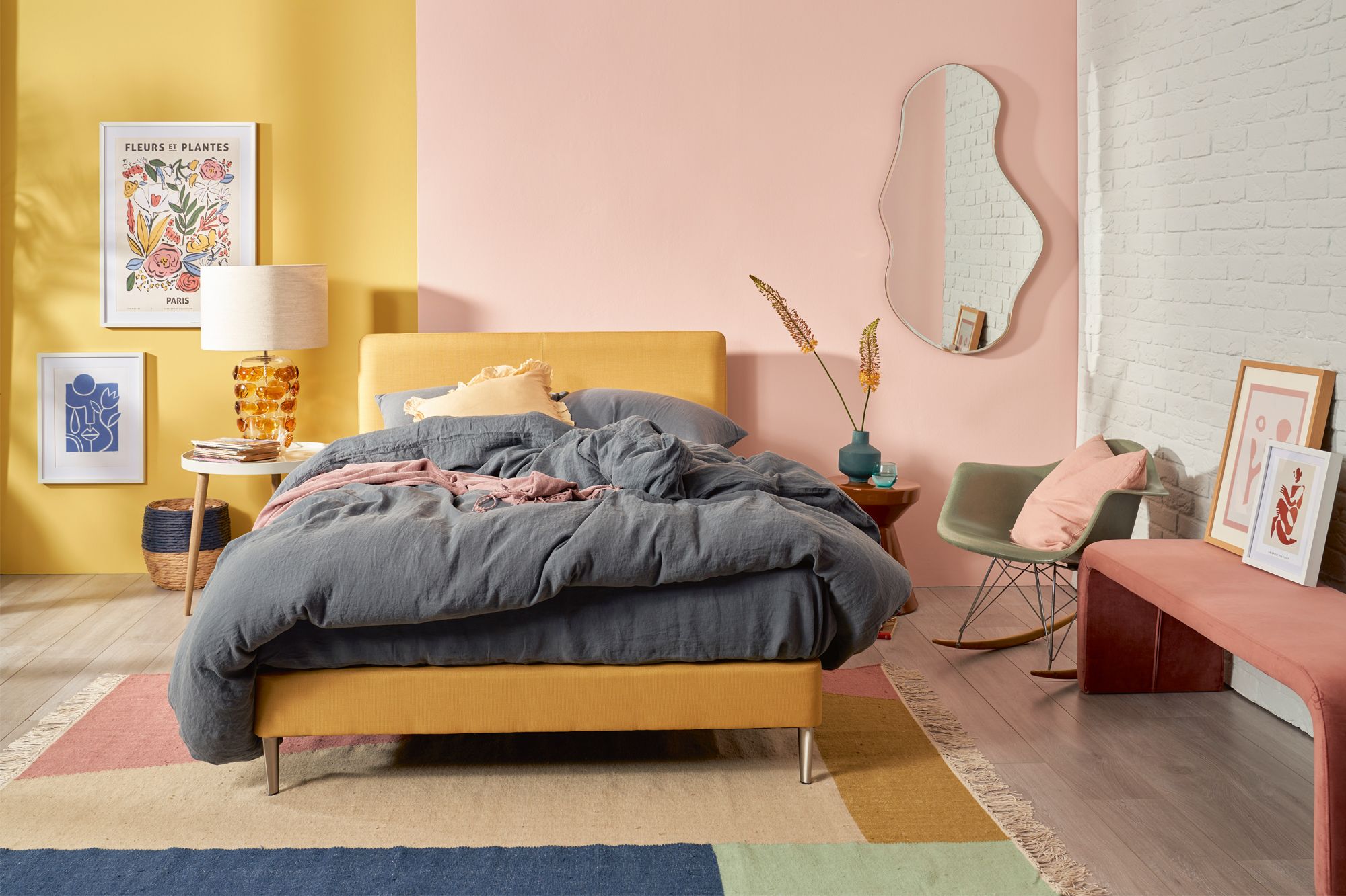 J.Marshall by Vispring bed in Barcelona Sol fabric, from Luxury Mattress Collection