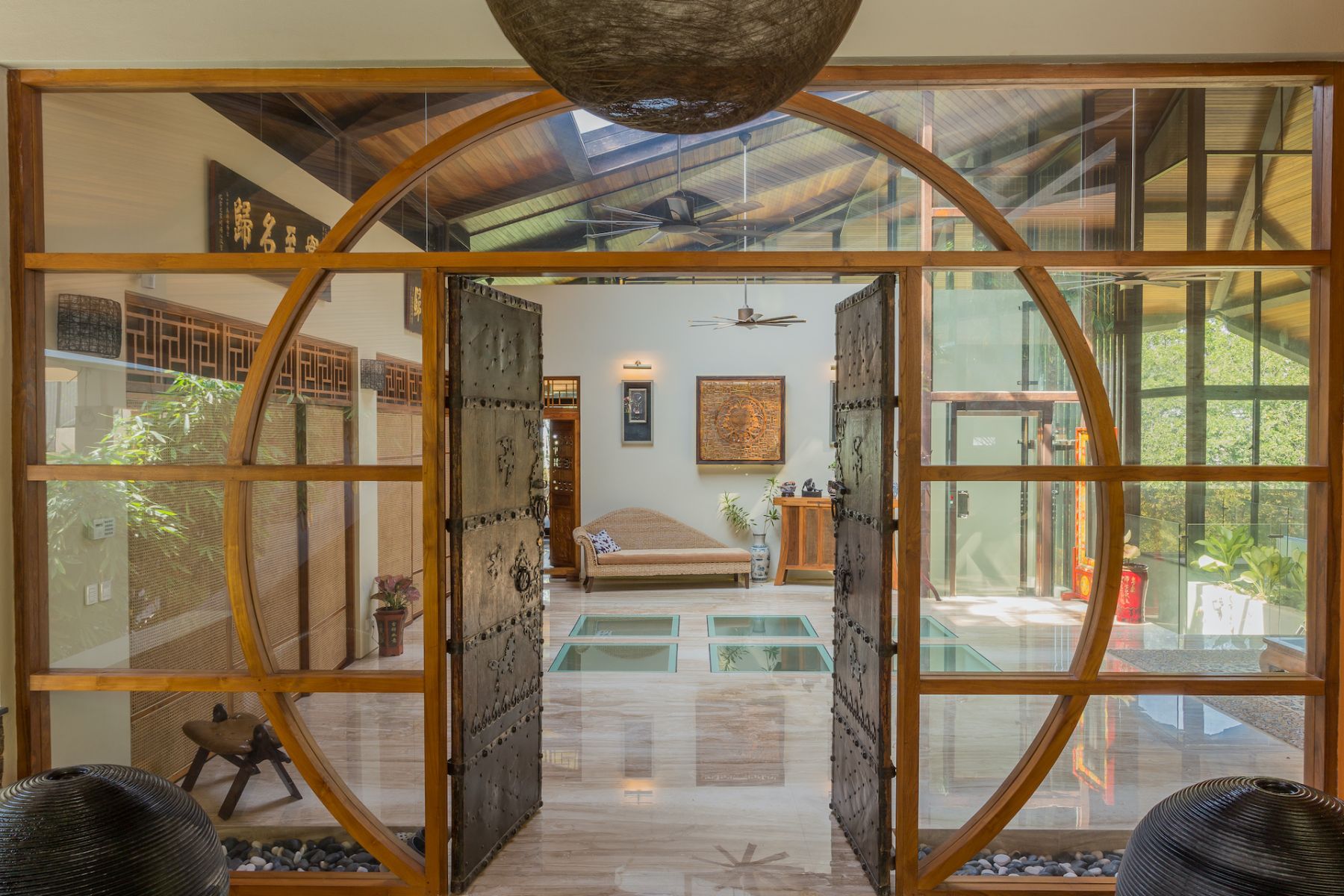 The main door is a modified moon gate