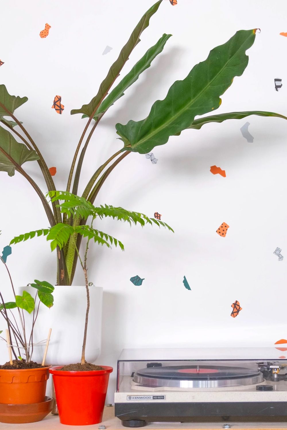 Turn to wall decals for a low-commitment terrazzo wall feature (Image: Courtesy of Evercasa)