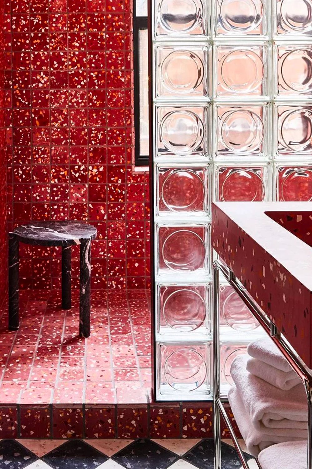 The bathrooms embrace terrazzo in full splendour (Image: Courtesy of The Siren Hotel)