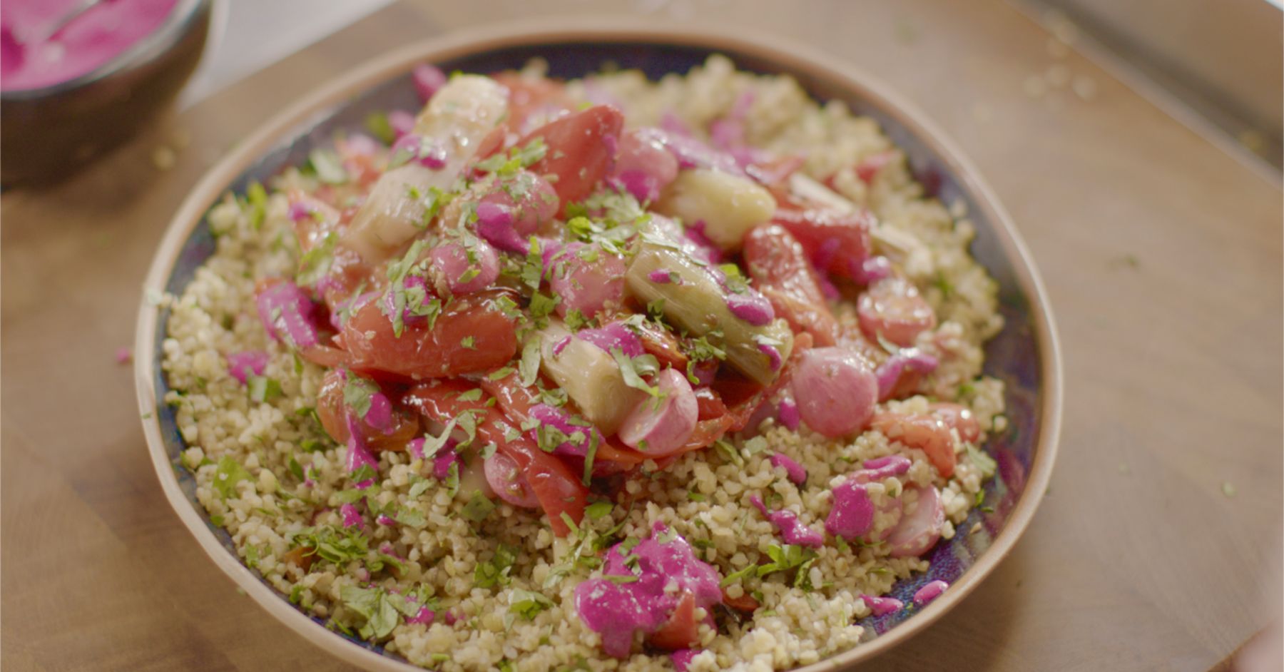 Spiced Bulgur Wheat with Roasted Vegetables