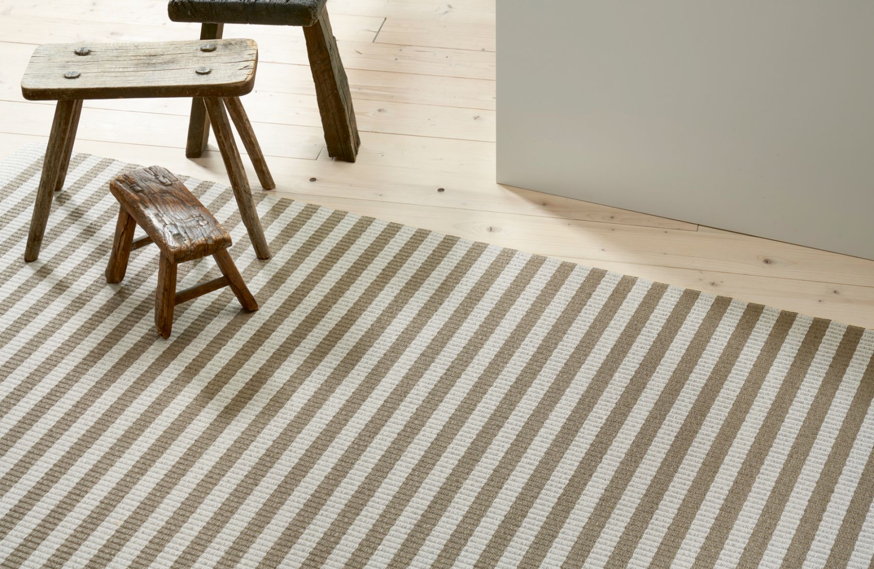 Woodnotes Earth collection Stripe paper yarn carpet, from P5 Studio