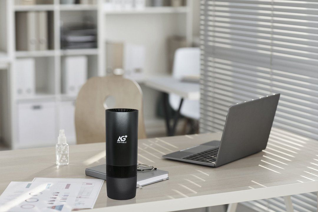 The Aurabeat AG+ portable air purifier allows you to sterilise and purify the air wherever you are (Image: Courtesy of Aurabeat)