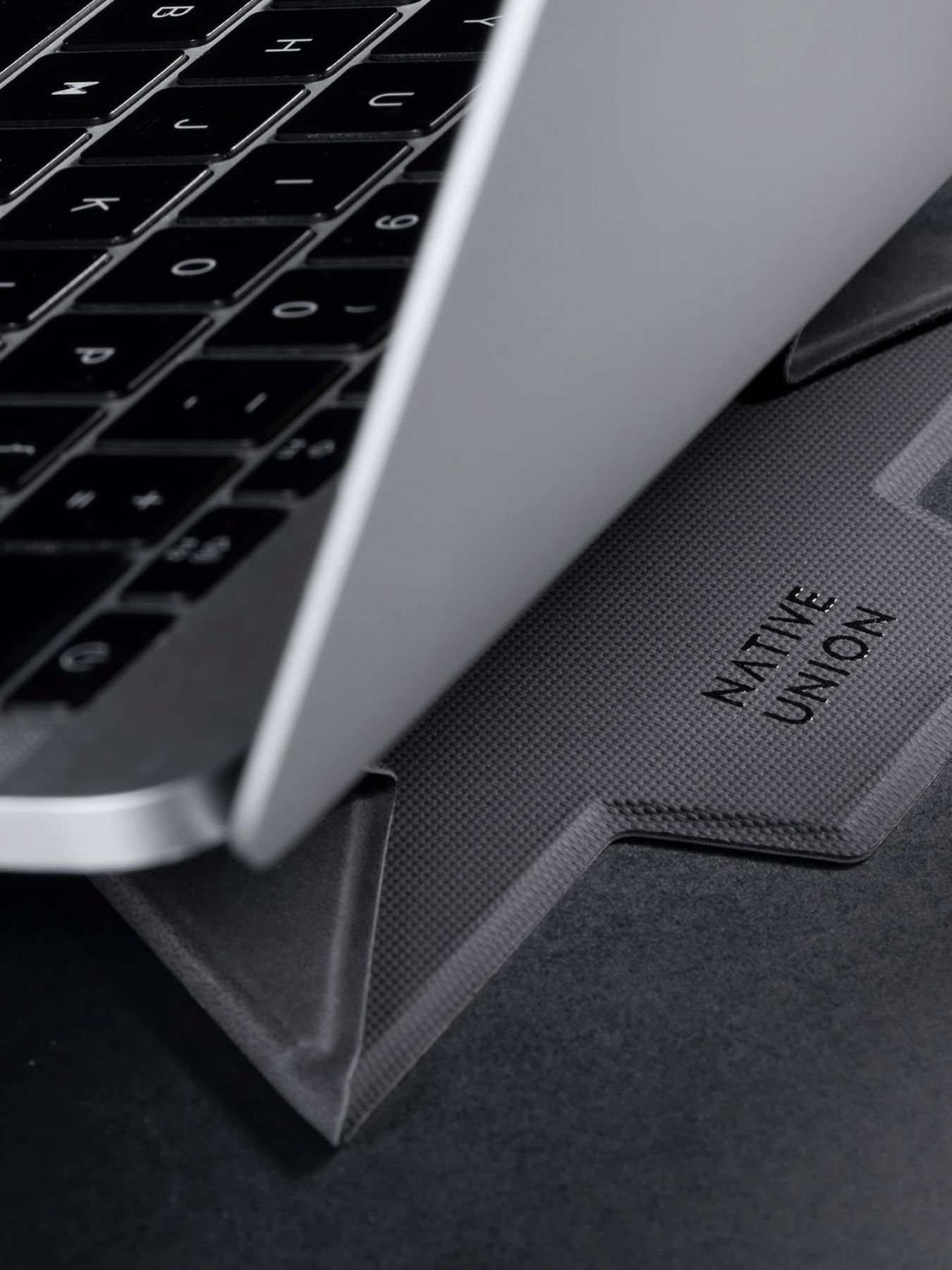 The foldable laptop stand helps to correct your posture when using your laptop (Image: Courtesy of Native Union)