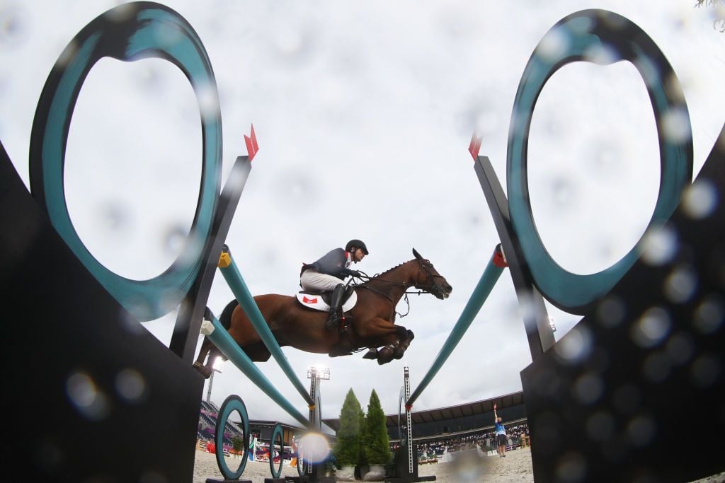 TOKYO, JAPAN - AUGUST 02: Thomas Heffernan Ho riding Tayberry competes during the Eventing Jumping Team Final and Individual Qualifier on day ten of the Tokyo 2020 Olympic Gamesat Equestrian Park on August 02, 2021 in Tokyo, Japan. (Photo by Julian Finney/Getty Images)