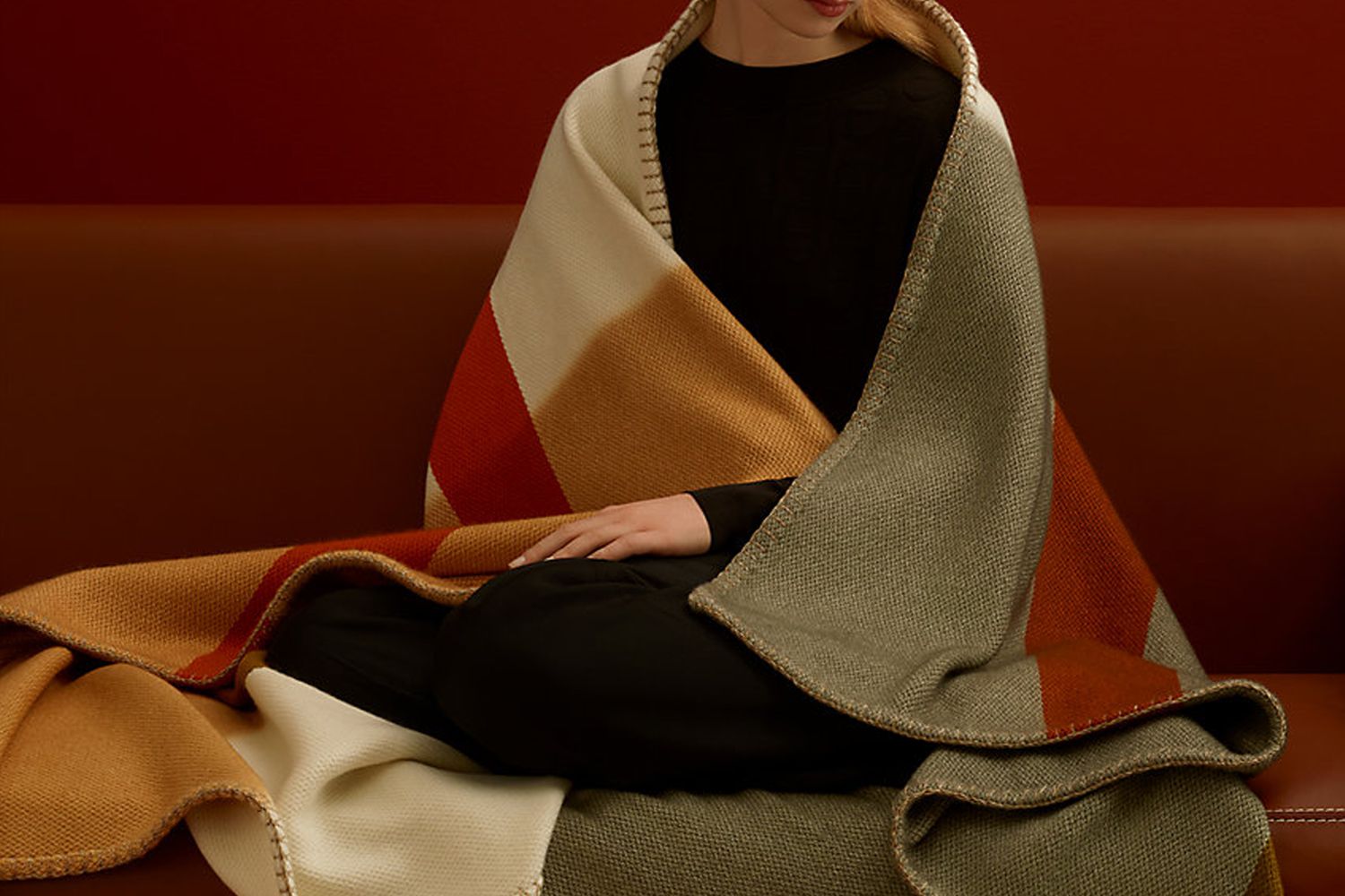 The Hermes H Dye blanket will keep you warm and cosy in the office (Image: Courtesy of Hermes)