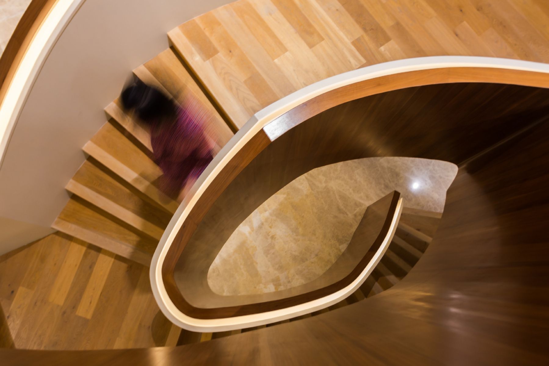 The spiral staircase is the house's second most defining feature