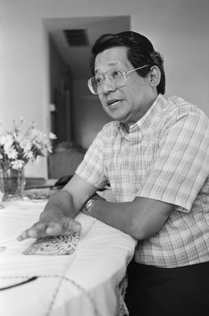 Benigno Aquino discusses returning to the Philippines in San Francisco, after years of exile in 1983, shortly before his departure. Aquino was killed directly on his arrival to Manila on August 21, 1983.