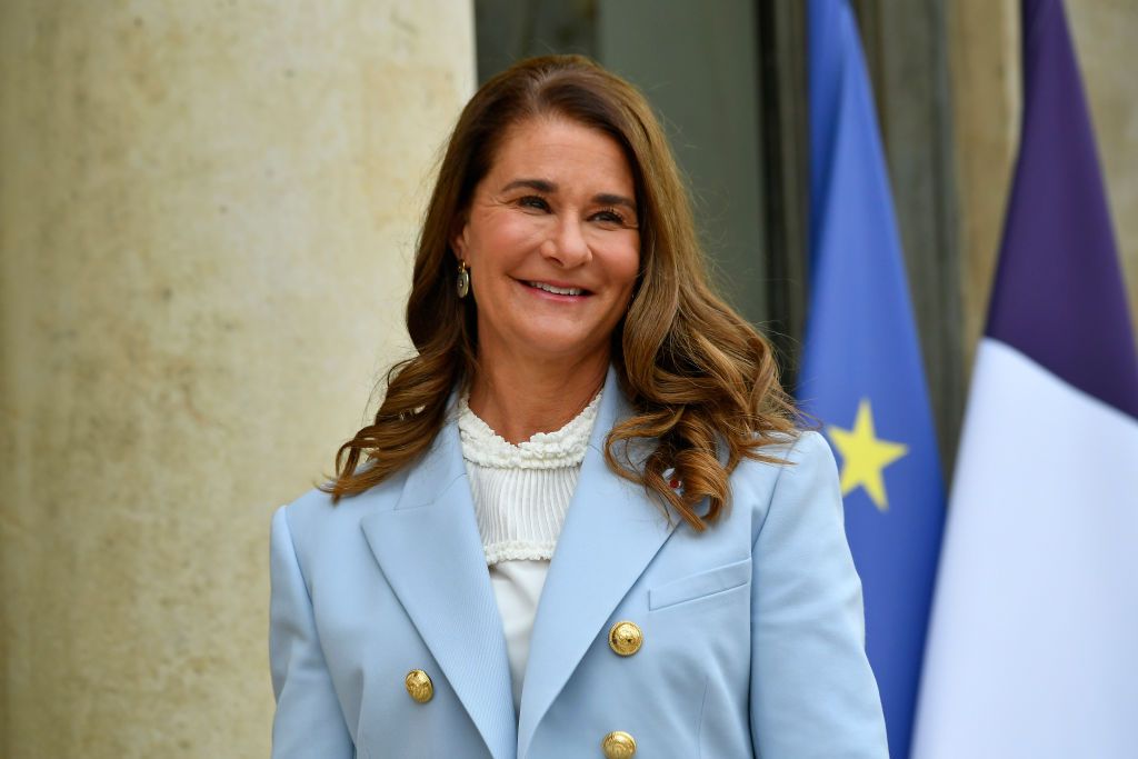 PARIS, FRANCE - JULY 01: Melinda Gates arrives at Elysee Palace for the Generation Equality Forum hosted by French President Emmanuel Macron on July 01, 2021 in Paris, France. The Generation Equality Forum is a global gathering for gender equality convened by UN Women and co-hosted by the governments of Mexico and France, in partnership with youth and civil society. (Photo by Aurelien Meunier/Getty Images)