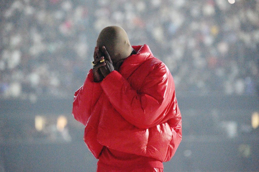 ATLANTA, GEORGIA - JULY 22: Kanye West is seen at âDONDA by Kanye Westâ listening event at Mercedes-Benz Stadium on July 22, 2021 in Atlanta, Georgia. (Photo by Kevin Mazur/Getty Images for Universal Music Group)