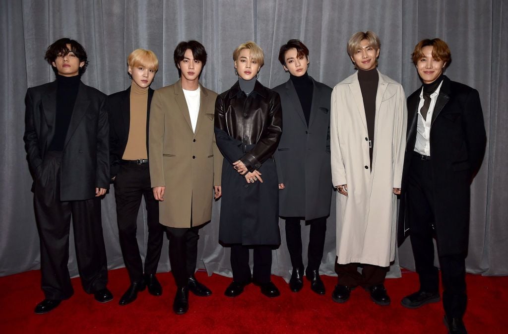 LOS ANGELES, CALIFORNIA - JANUARY 26: BTS attends the 62nd Annual GRAMMY Awards at STAPLES Center on January 26, 2020 in Los Angeles, California. (Photo by John Shearer/Getty Images for The Recording Academy)