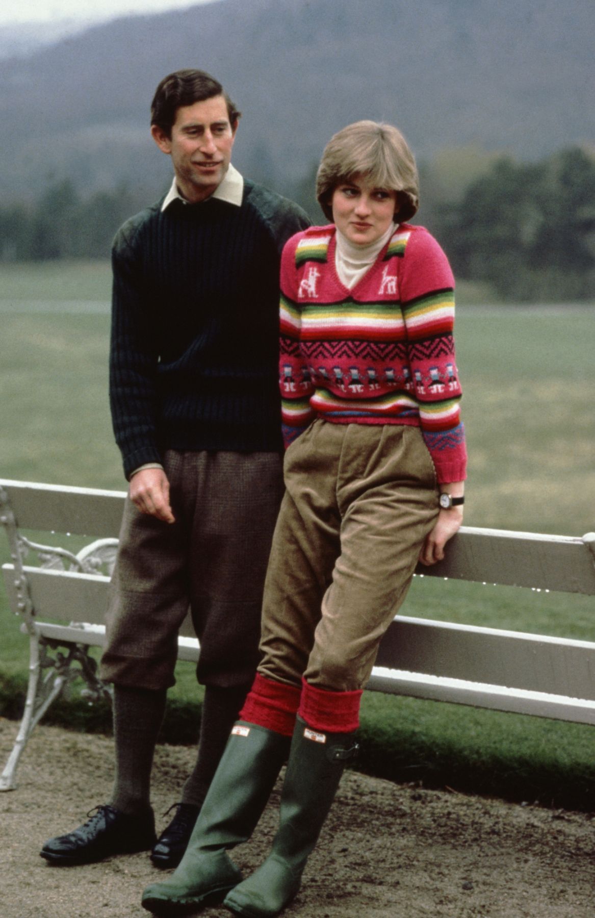 BALMORAL, UNITED KINGDOM - MAY 06:  Prince Charles With His Fiance Lady Diana Spencer During A Photocall Before Their Wedding While Staying At Craigowan Lodge On The Balmoral Estate (exact Day Date Not Certain)  (Photo by Tim Graham Photo Library via Getty Images)