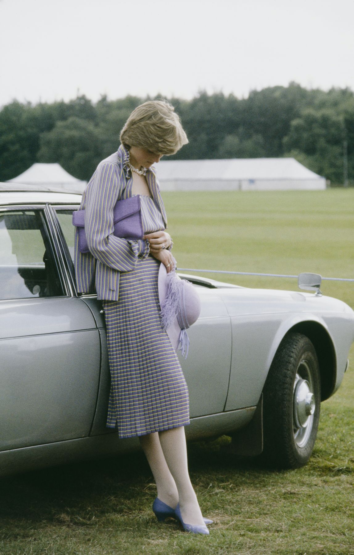 Lady Diana Spencer, soon to be Diana, Princess of Wales (1961 - 1997), looking pensive at a polo match in Windsor after the Ascot races, 16th June 1981. (Photo by Tim Graham Photo Library via Getty Images)