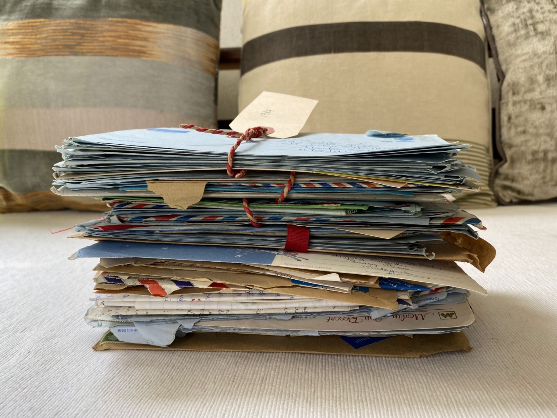 The letters exchanged between Krishnamoorthy and her husband that inspired the novel's unique feature of the 'superpast' (Photo: courtesy of Viji Krishnamoorthy)