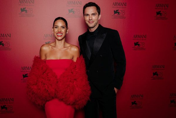 Adria Arjona and Nicholas Hoult at the Armani beauty dinner