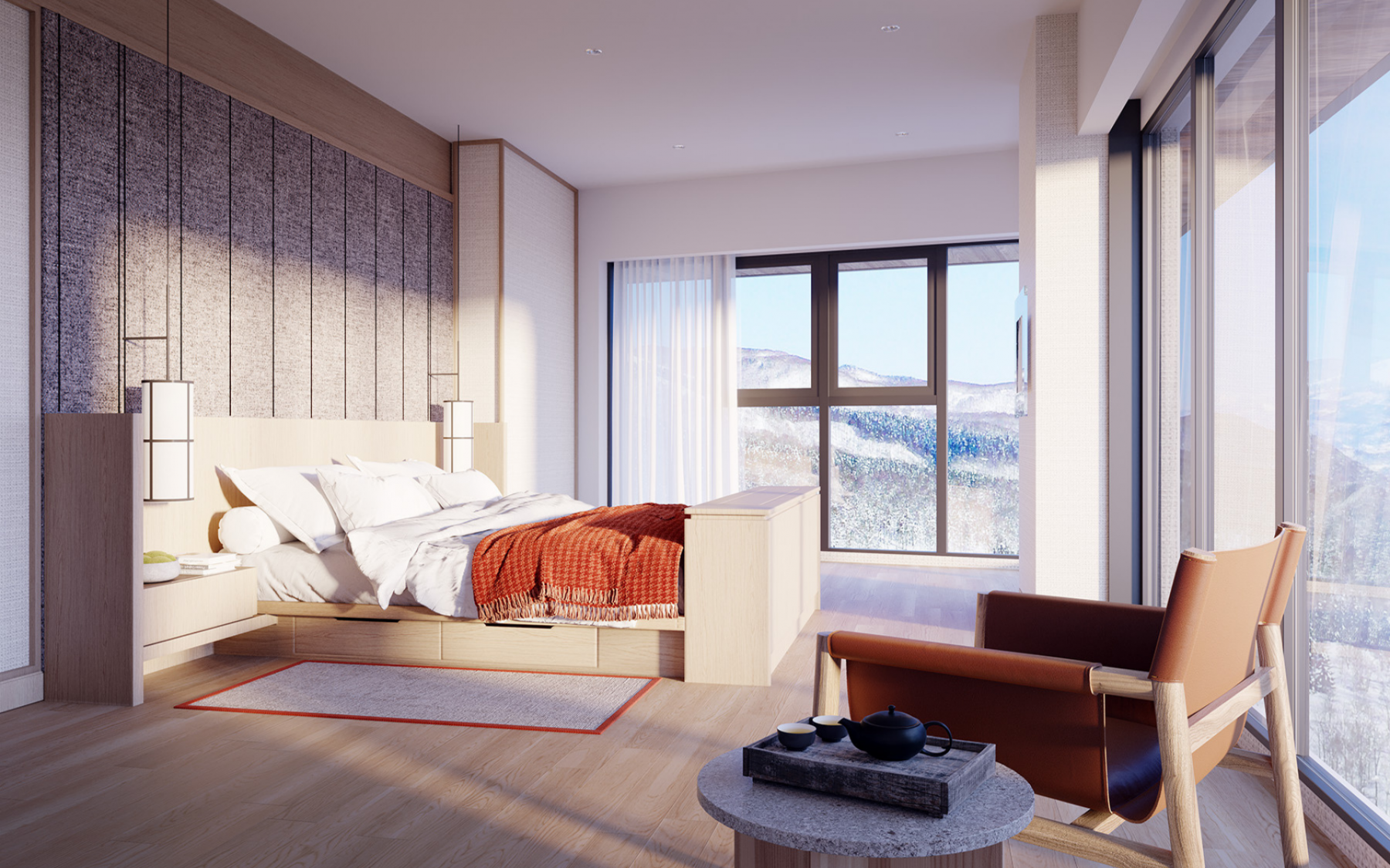 Bedrooms have a master class of materials and form