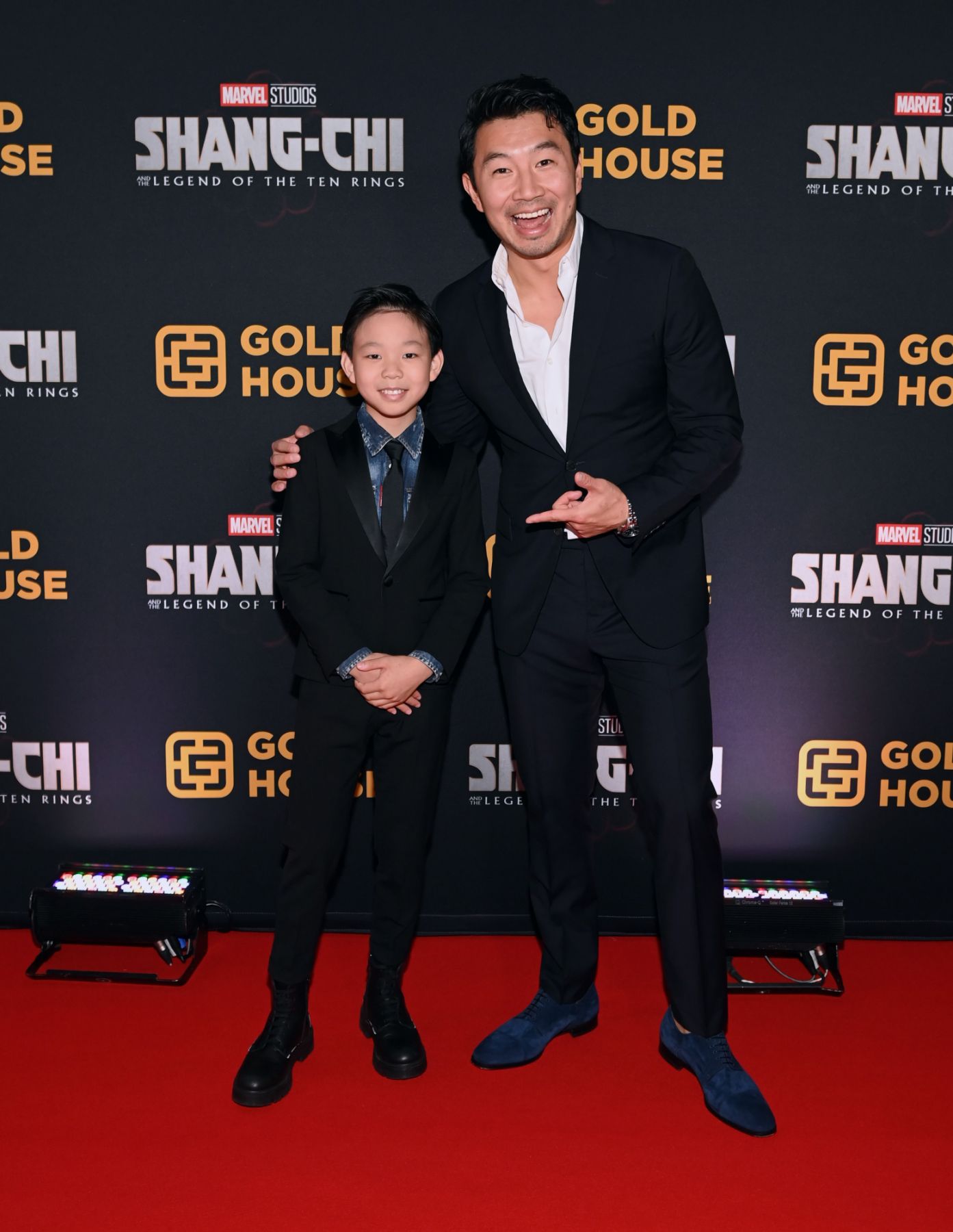 TORONTO, ONTARIO - SEPTEMBER 01: (L-R) Jayden Zhang and Simu Liu attend the Toronto Premiere of 'Shang-Chi and the Legend of the Ten Rings' at Shangri-La Hotel on September 01, 2021 in Toronto, Ontario. (Photo by Ryan Emberley/Getty Images for Disney)