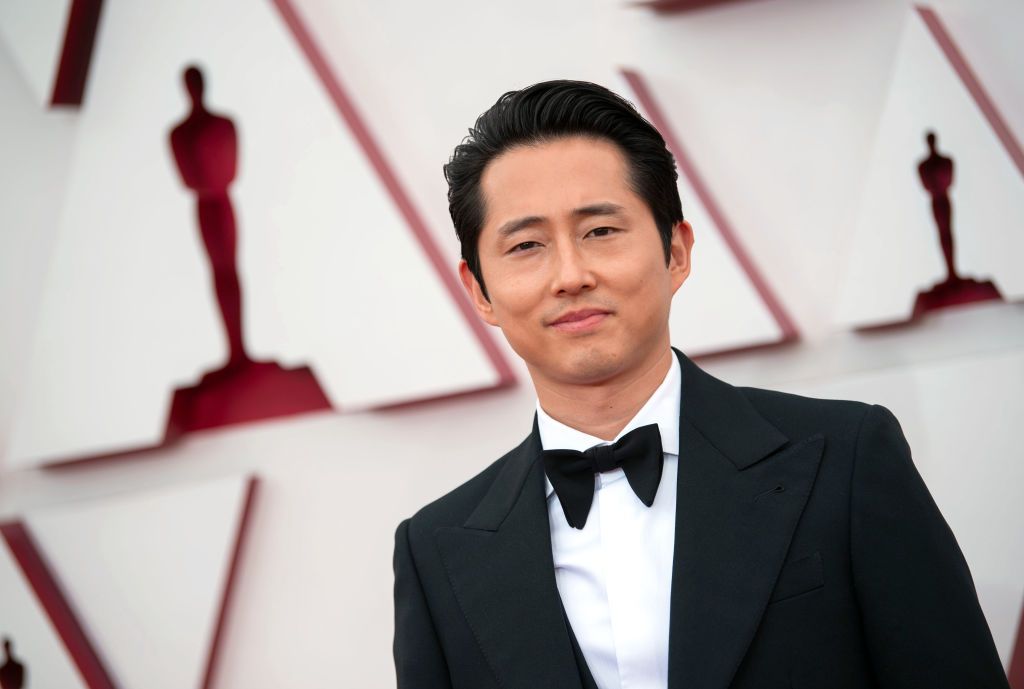 LOS ANGELES, CALIFORNIA â APRIL 25: (EDITORIAL USE ONLY) In this handout photo provided by A.M.P.A.S., Steven Yeun attends the 93rd Annual Academy Awards at Union Station on April 25, 2021 in Los Angeles, California. (Photo by Matt Petit/A.M.P.A.S. via Getty Images)