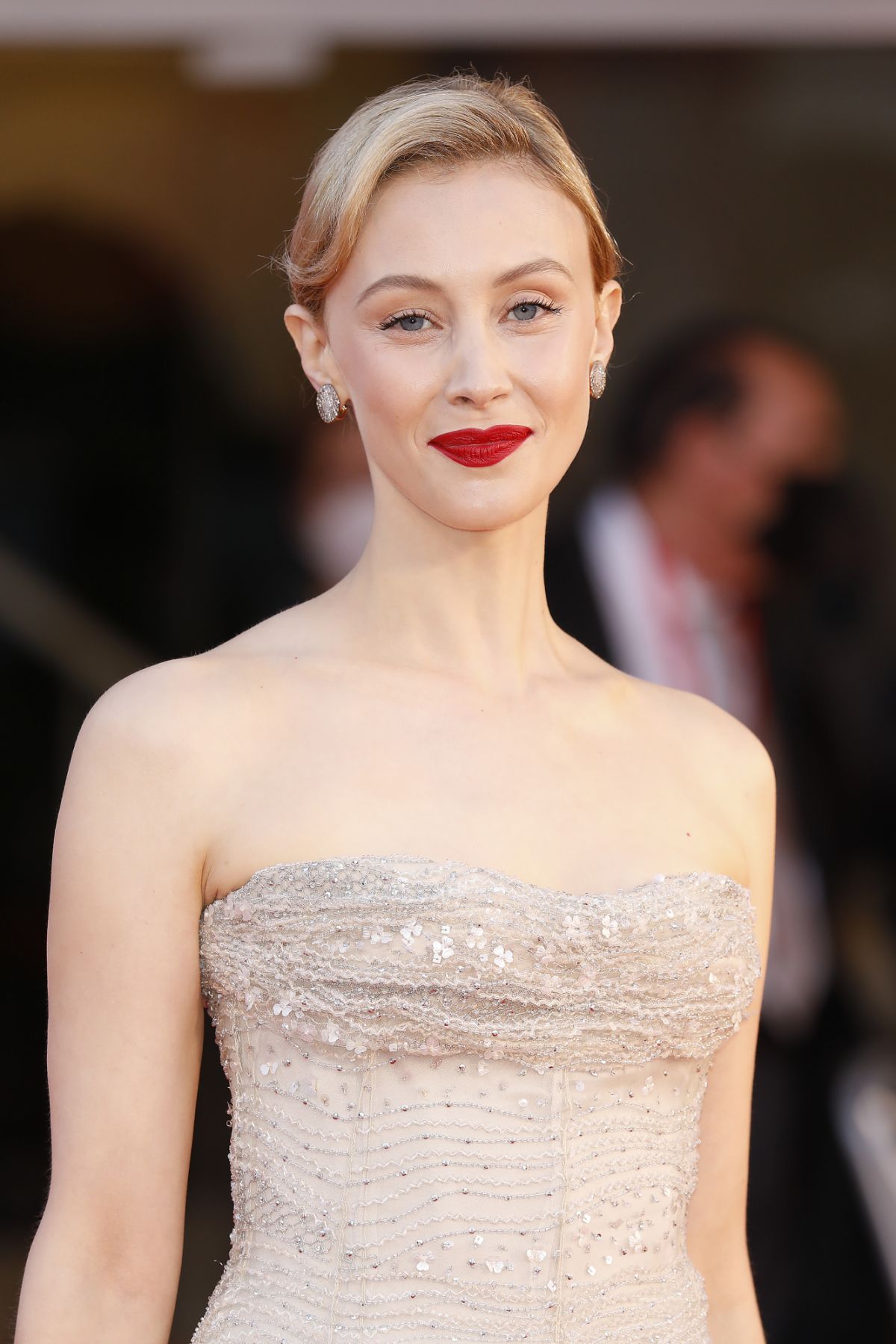 VENICE, ITALY - SEPTEMBER 04, 2021: Sarah Gadon arrives on the red carpet for 'Official Competition' during the 78th Venice International Film Festival in Venice, Italy. (Photo credit should read P. Lehman/Barcroft Media via Getty Images)