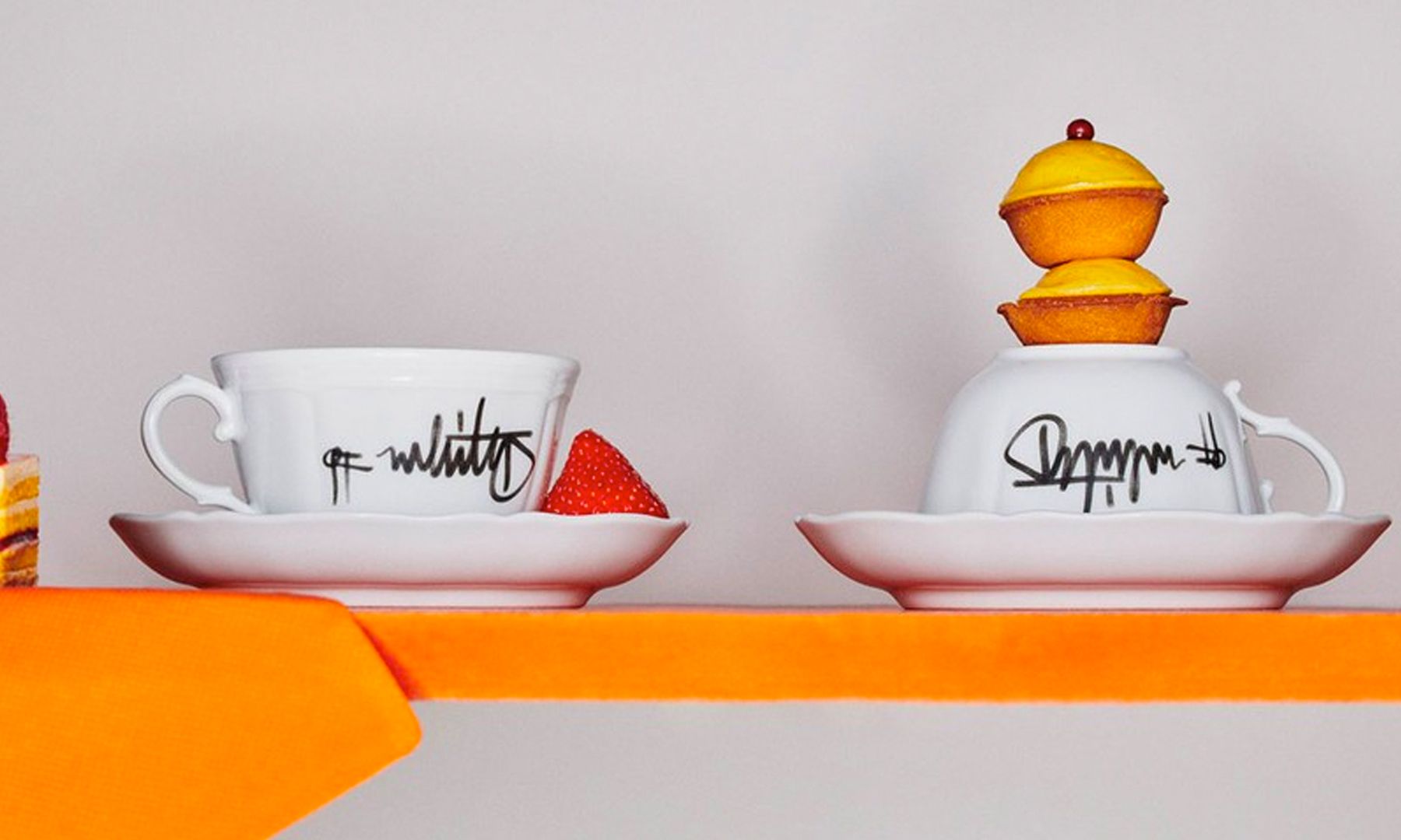 The collection will feature a variety of tableware pieces, including dinner plates, serving platters, a teapot, and tea cup saucer set (Image: Courtesy of Ginori 1735)