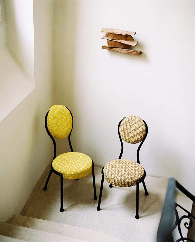 Pierre Yovanovitch’s reinterpretation of the Dior Medallion chair is a pair of chairs named Monsieur et Madame Dior (Image: Courtesy of Yuto Kudo, via Dior)