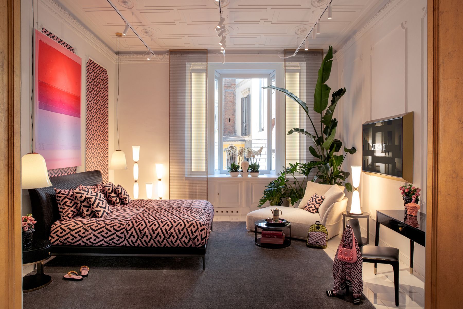 For Milan Design Week, Versace Home's new collection is displayed in their flagship Via Durini boutique in Milan (Image: Courtesy of Versace)