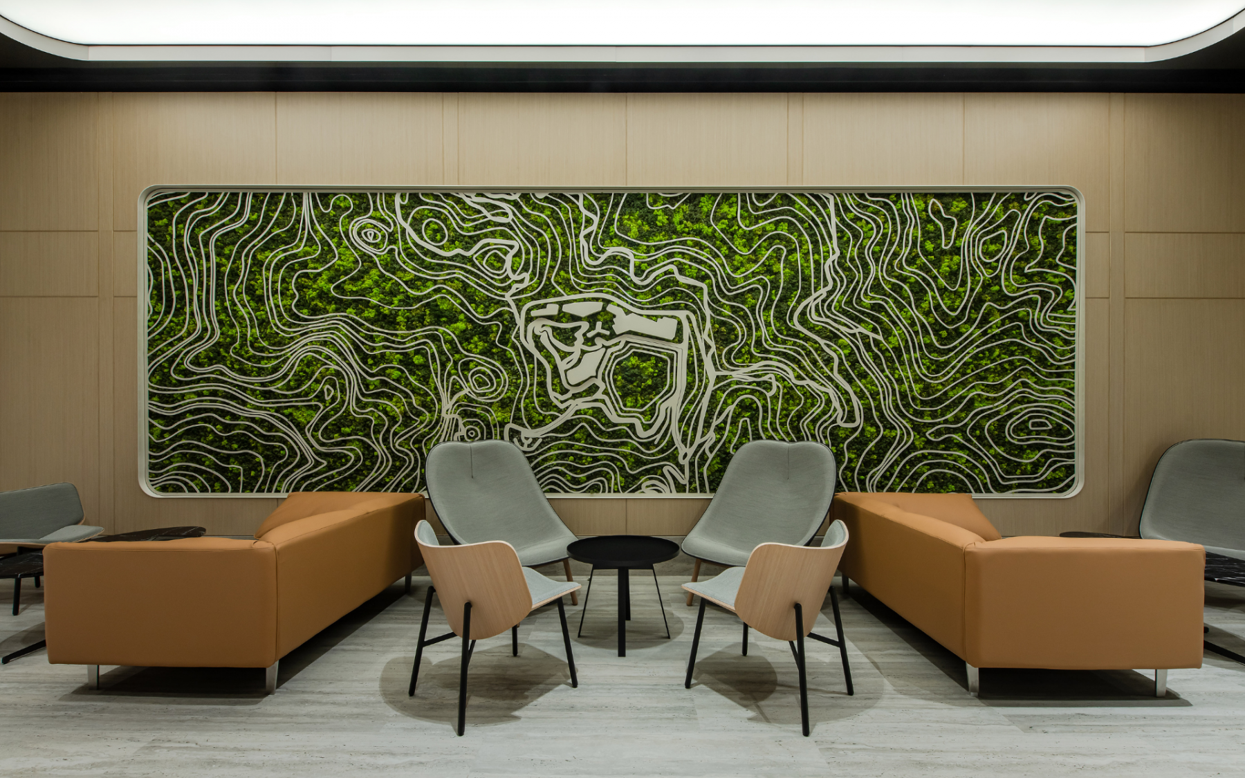 Powder coated steel cut outs recreate the contour lines of Genting Highlands and its developments