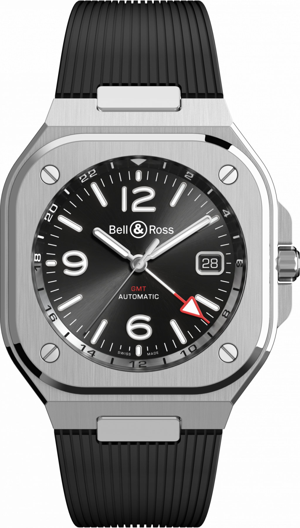 The new BR 05 GMT with a rubber strap