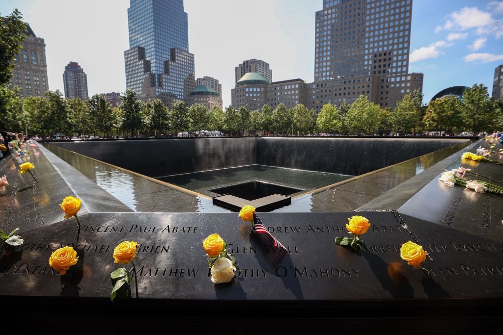 NEW YORK, NY - SEPTEMBER 10: Family members of 9 /11 victims and people tribute their loved ones on the 20th anniversary of September 11 attacks at the 9/11 Memorial & Museum in New York City, United States on September 10, 2021. (Photo by Tayfun Coskun/Anadolu Agency via Getty Images)