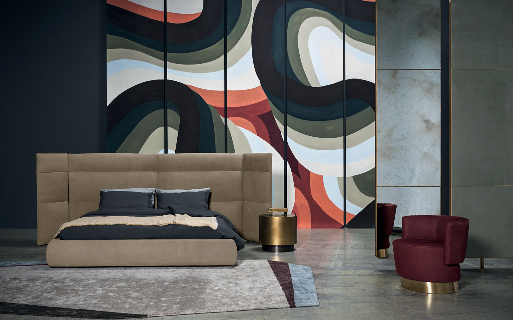 Baxter's oversized leather-clad Oddo mirror is the definition of glamorous