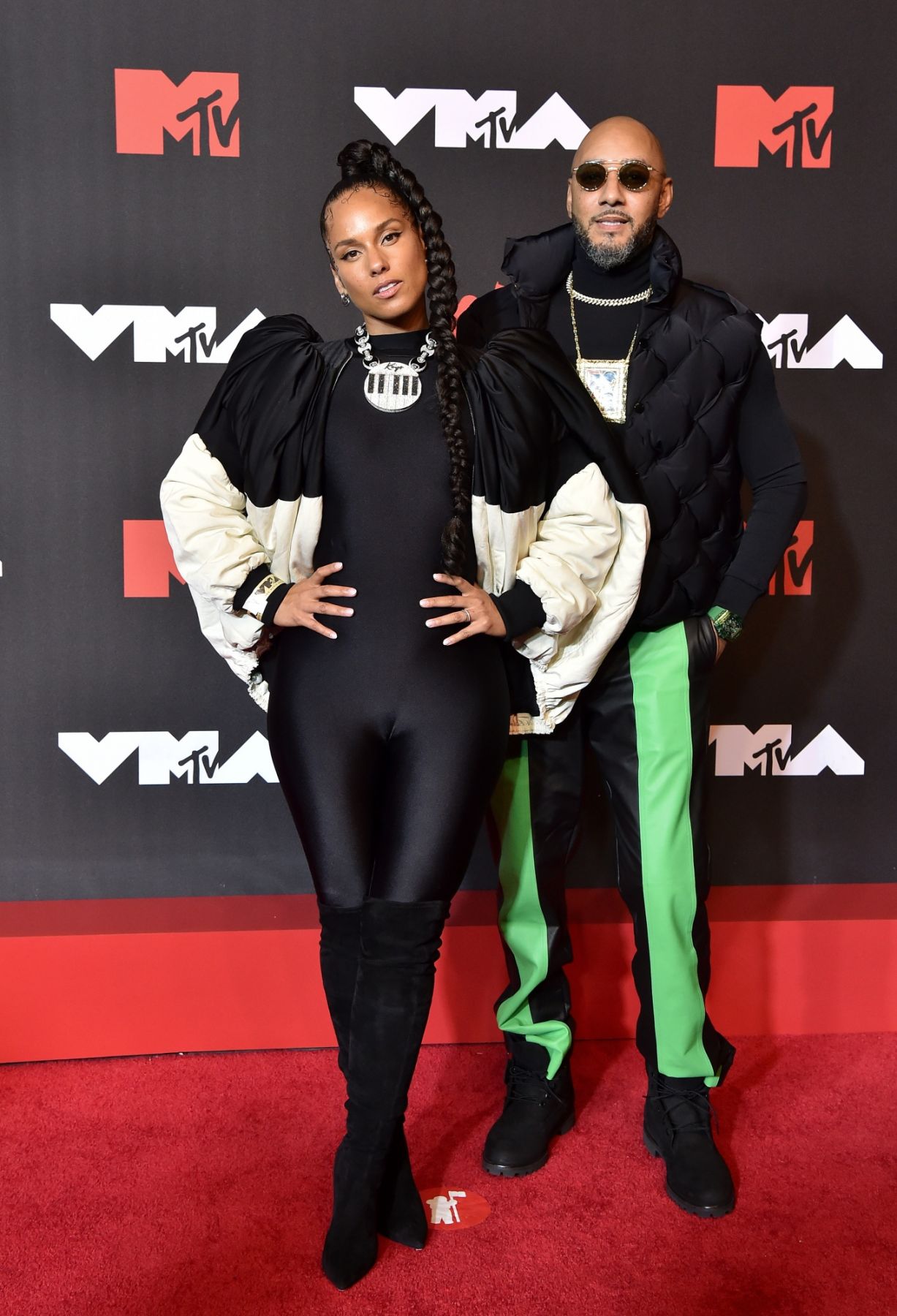 NEW YORK, NEW YORK - SEPTEMBER 12: Alicia Keys and Swizz Beatz attend the 2021 MTV Video Music Awards at Barclays Center on September 12, 2021 in the Brooklyn borough of New York City. (Photo by Axelle/Bauer-Griffin/FilmMagic)