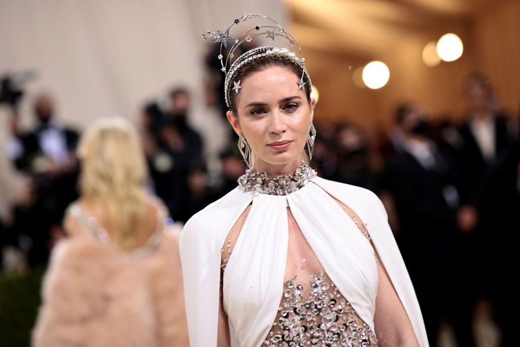 NEW YORK, NEW YORK - SEPTEMBER 13: Emily Blunt attends The 2021 Met Gala Celebrating In America: A Lexicon Of Fashion at Metropolitan Museum of Art on September 13, 2021 in New York City. (Photo by Dimitrios Kambouris/Getty Images for The Met Museum/Vogue )