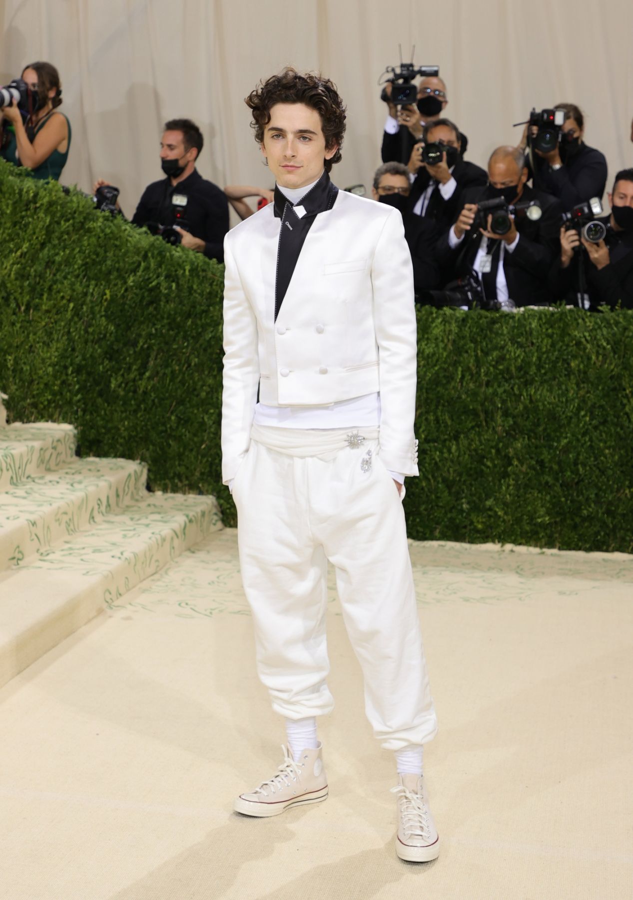 NEW YORK, NEW YORK - SEPTEMBER 13: Co-chair Timothée Chalamet attends The 2021 Met Gala Celebrating In America: A Lexicon Of Fashion at Metropolitan Museum of Art on September 13, 2021 in New York City. (Photo by Mike Coppola/Getty Images)