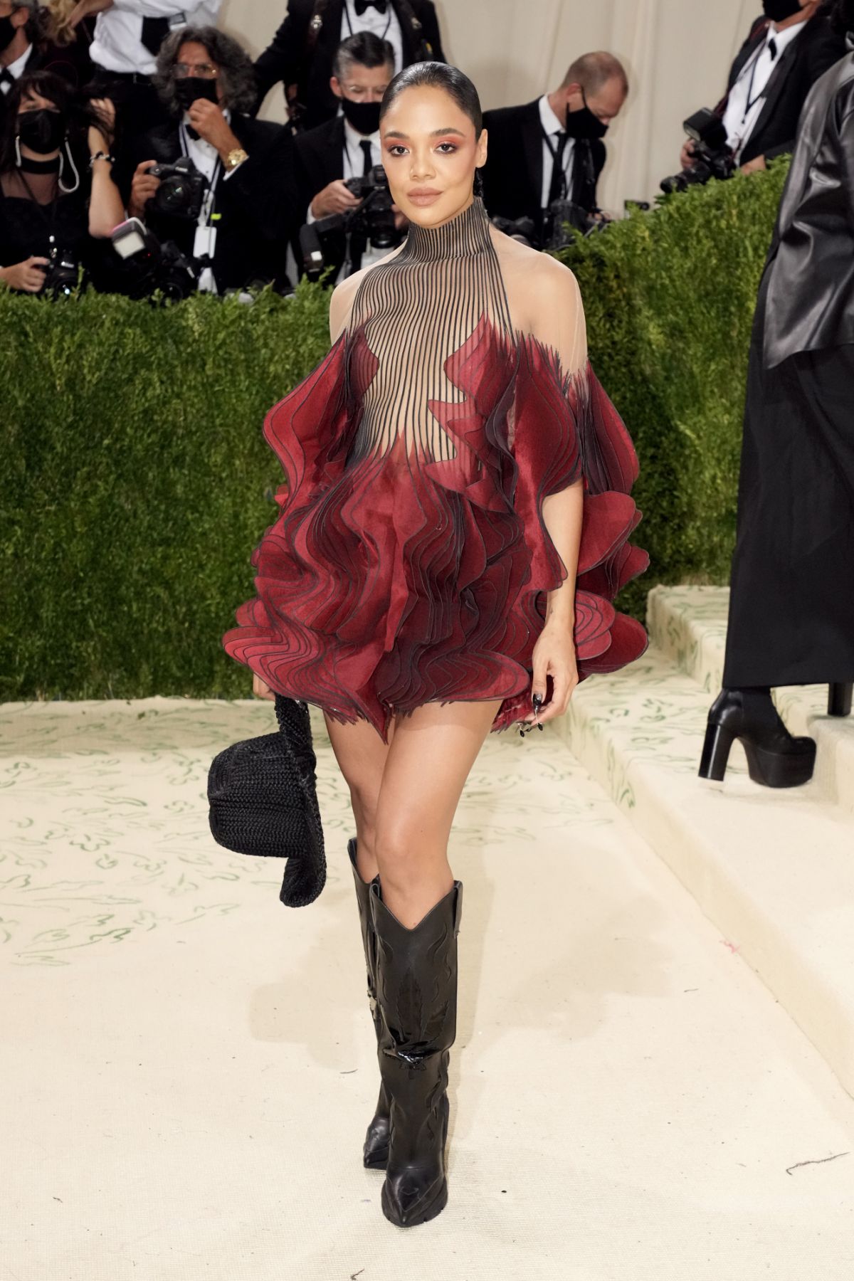 NEW YORK, NEW YORK - SEPTEMBER 13: Tessa Thompson attends The 2021 Met Gala Celebrating In America: A Lexicon Of Fashion at Metropolitan Museum of Art on September 13, 2021 in New York City. (Photo by Jeff Kravitz/FilmMagic)