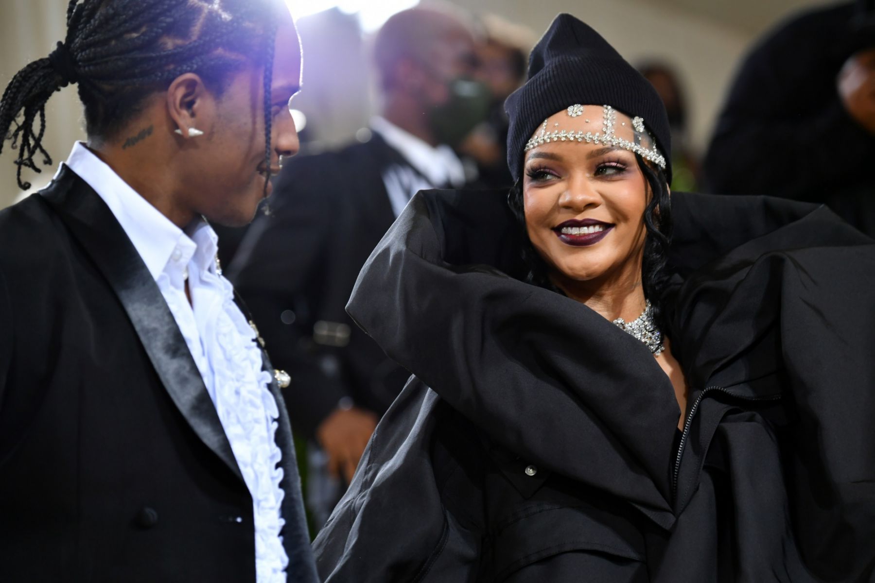 NEW YORK, NEW YORK - SEPTEMBER 13: ASAP Rocky and Rihanna attend The 2021 Met Gala Celebrating In America: A Lexicon Of Fashion at Metropolitan Museum of Art on September 13, 2021 in New York City. (Photo by Jeff Kravitz/FilmMagic)