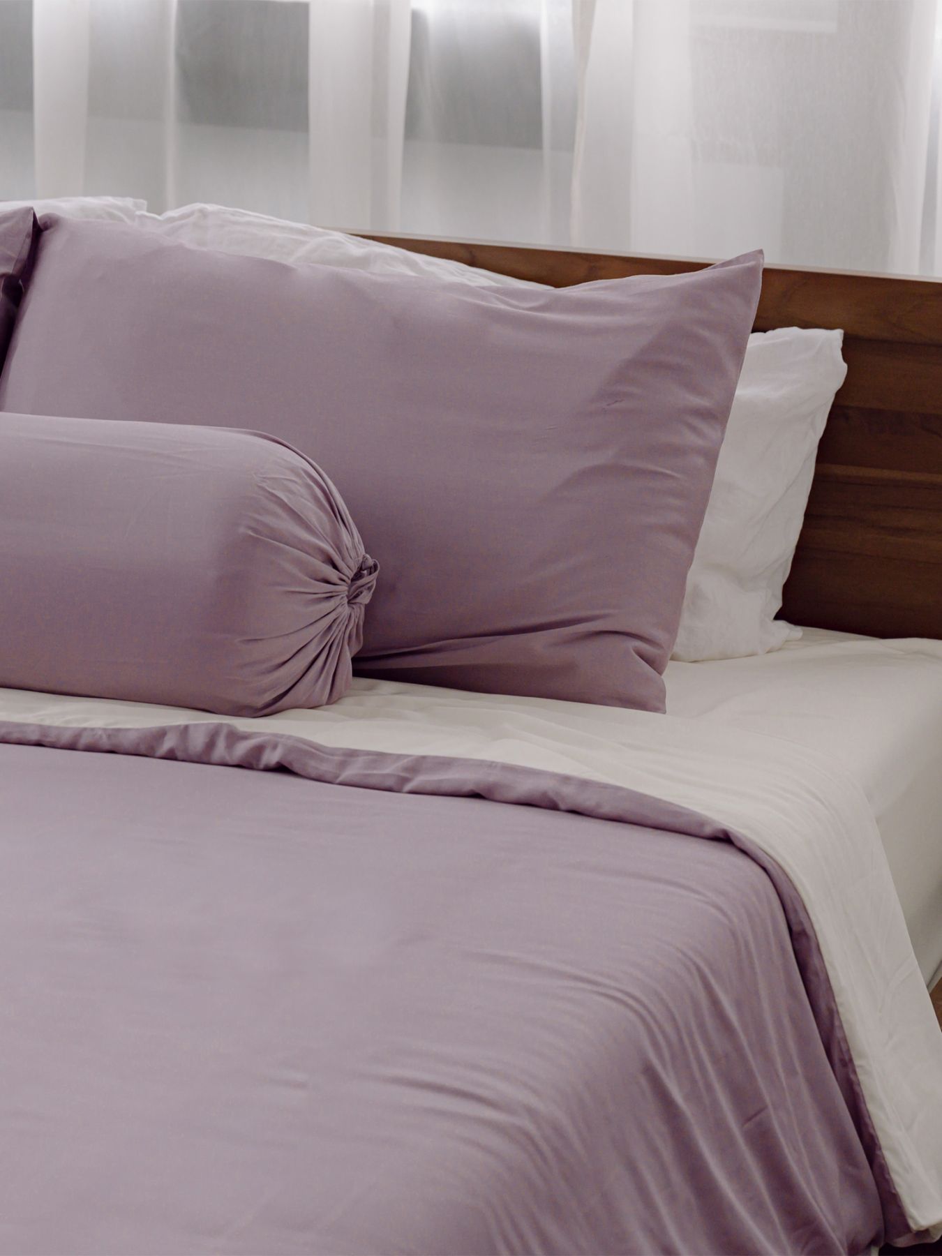 Sunday Bedding's bamboo sateen sheets, available in a new hue Taro Milk, offers a silky soft touch and is suited for those that sleep warm (Image: Courtesy of Sunday Bedding)