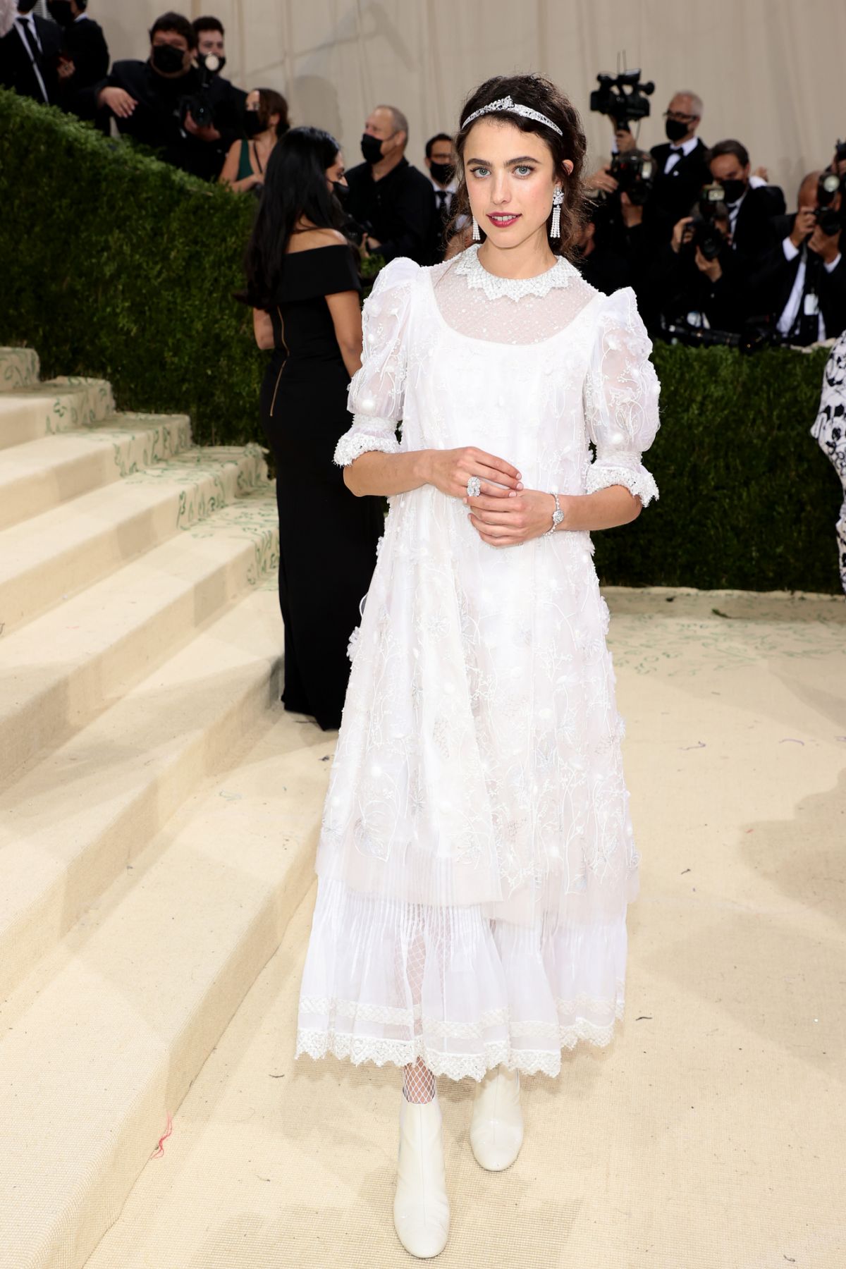 NEW YORK, NEW YORK - SEPTEMBER 13: Margaret Qualley attends The 2021 Met Gala Celebrating In America: A Lexicon Of Fashion at Metropolitan Museum of Art on September 13, 2021 in New York City. (Photo by Dimitrios Kambouris/Getty Images for The Met Museum/Vogue )