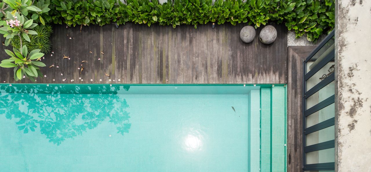 The 9-feet-long lap pool has become the main living area’s focal point