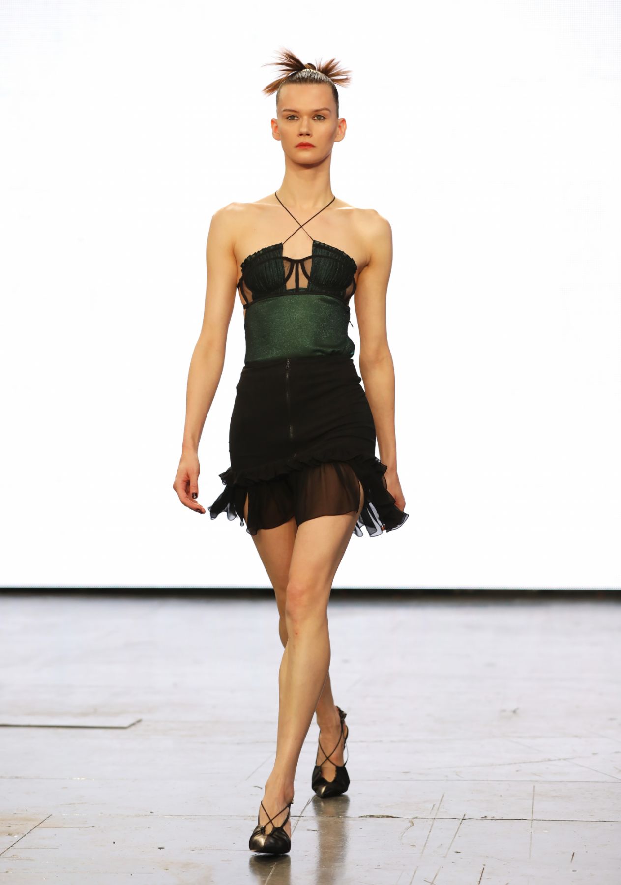 LONDON, ENGLAND - SEPTEMBER 17: A model walks the runway at the Nensi Dojaka show during London Fashion Week September 2021 at The Old Selfridges Hotel on September 17, 2021 in London, England. (Photo by David M. Benett/Dave Benett/Getty Images)
