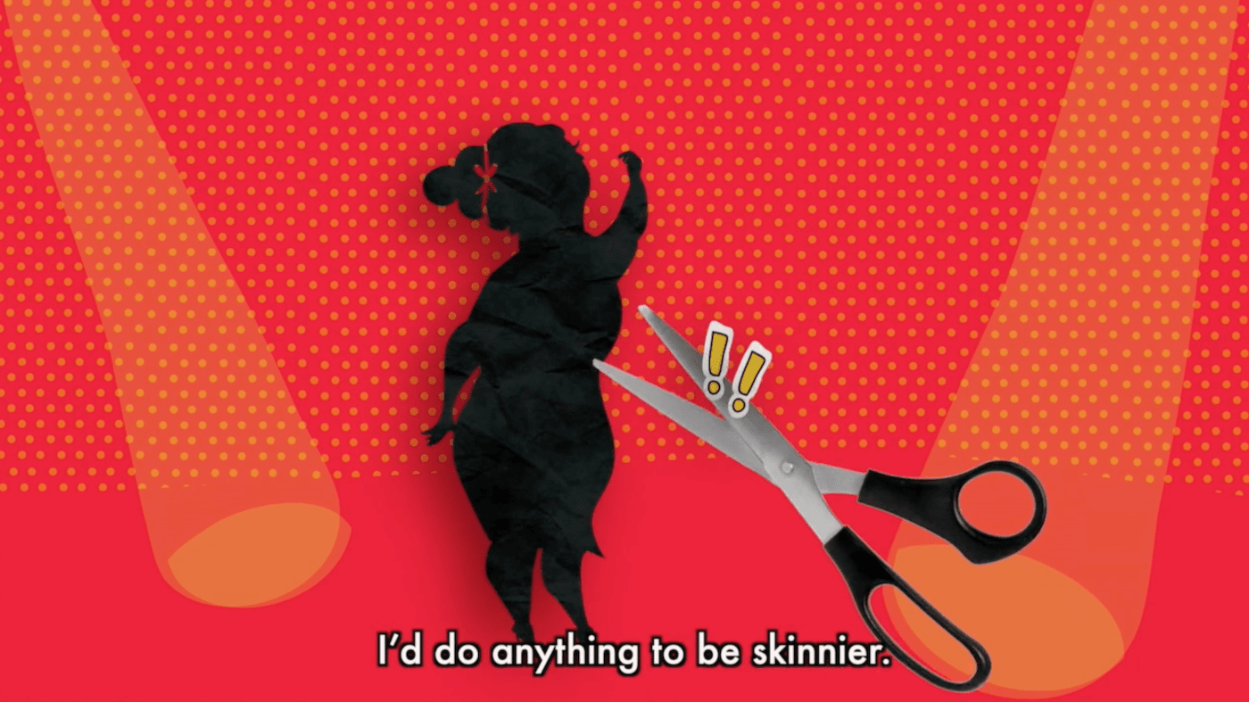Black silhouette of a woman from She Objects documentary