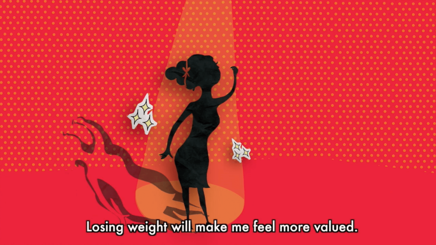 Black silhouette of a skinny woman from She Objects documentary