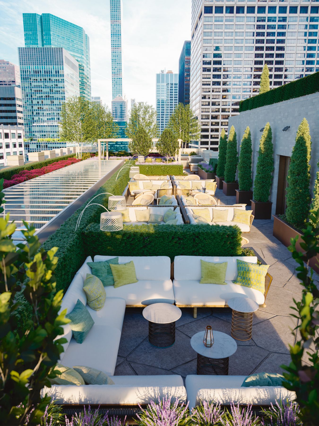 The rooftop area of The Towers of the Waldorf Astoria, which feature 375 apartments and are part of the Waldorf Astoria New York, a historic hotel currently undergoing renovation works
